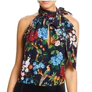 Alice + Olivia Floral Halter Neck Top - Black Multicolor